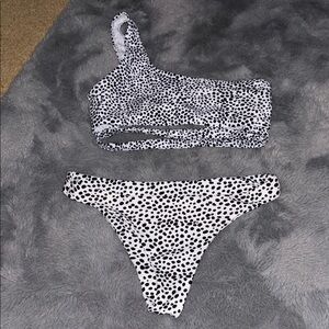 One-Shoulder Polka Dot Bikini Set